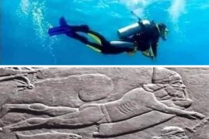 Sculptura asiriană a unui scafandru antic, veche de 3.000 de ani: O filă din istoria uitată sau ascunsă